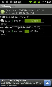 Resumen de redes wifi disponibles. Android.