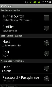 Configurar app ssh tunnel en Android