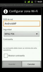 Configurar zona wifi portatil en Android