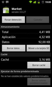 Version 3.0.27 de la app de Android Market