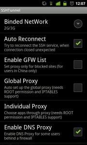 Otras opciones app ssh tunnel android
